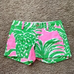 Lilly Pulitzer Pink & Green Pineapple Print Callahan Shorts